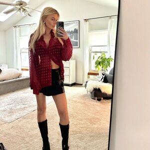 Vintage Retro Sheer Button Up Blouse